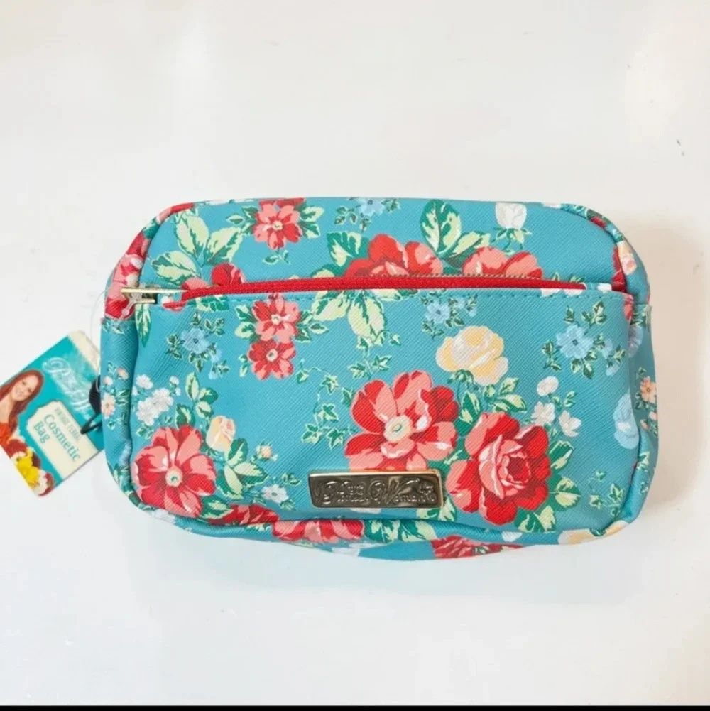 Pioneer Woman Cosmetic Bag Vintage Floral with 2 Zippers